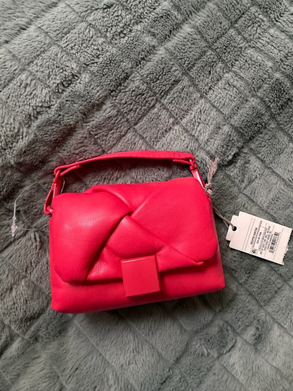 Women’s Red Knotted Leather Top-Handle Bag